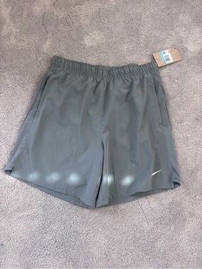 Nike Men's Gray Athletic Shorts with White Swoosh